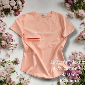 Cotton Nursing T-Shirt with Discreet Zip, Breastfeeding Tee