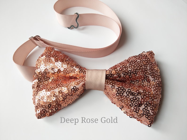 Men Child Boy Rose Gold Sequin Bow Tie Etsy UK