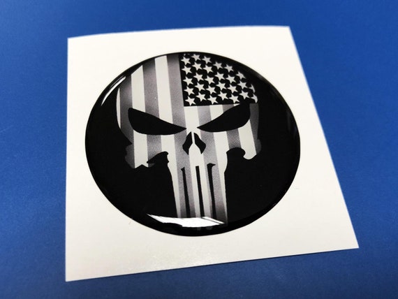 Usa Punisher Fuel Door Insert Emblem Domed Decal For Challenger