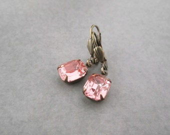 Rosaline Pink Earrings Romantic Feminine Modern Cocktail Earrings Peach Pink Old Hollywood Art Deco Jewelry Gift for Her Summer Weddings