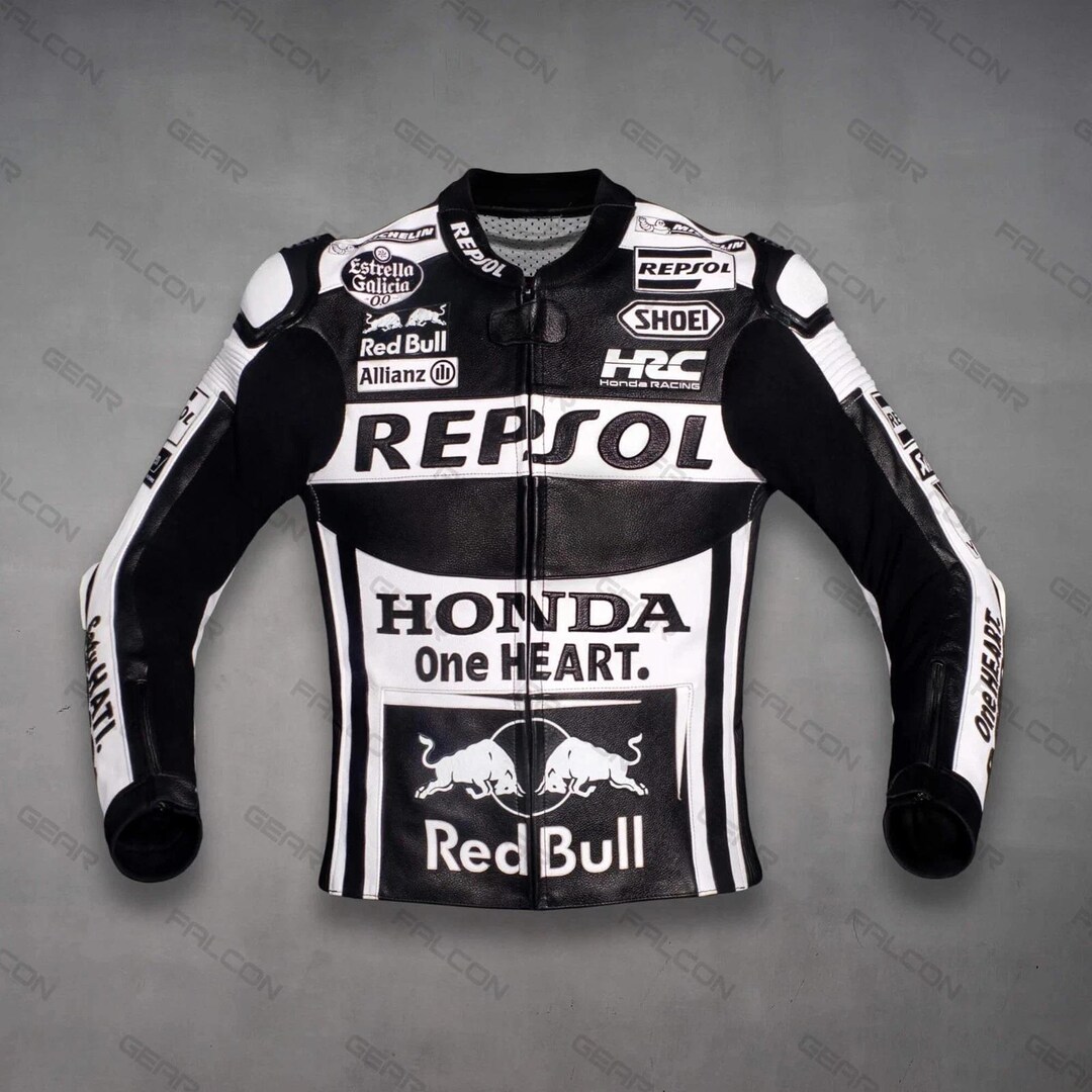 Honda Repsol Leather Motorcycle Racing Jacket: CE Armored Motorbike ...