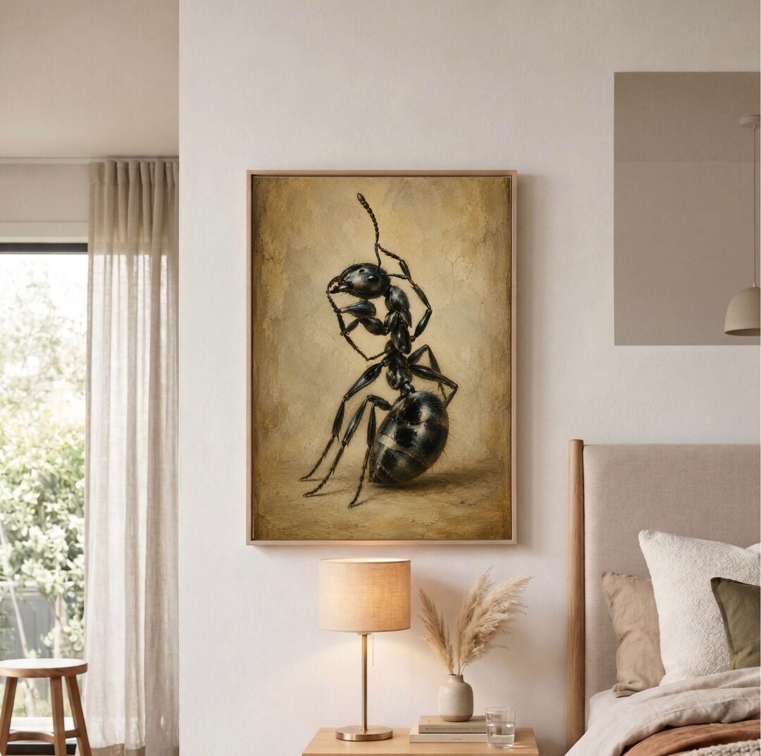 Vintage Ant Wall Art Print, Dark Academia Insect Painting, Nature Decor ...