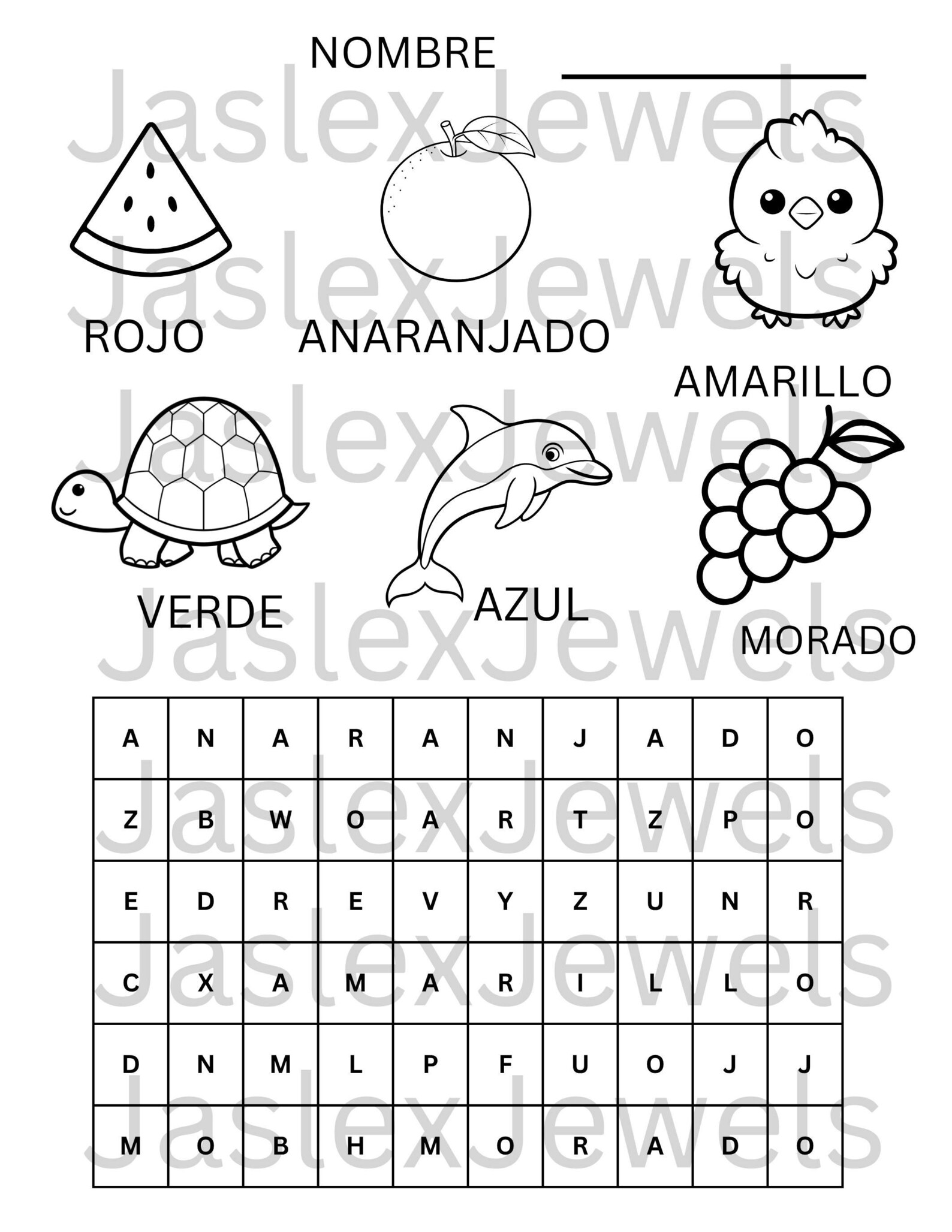 Spanish Colors Word Search and Coloring Page - Etsy