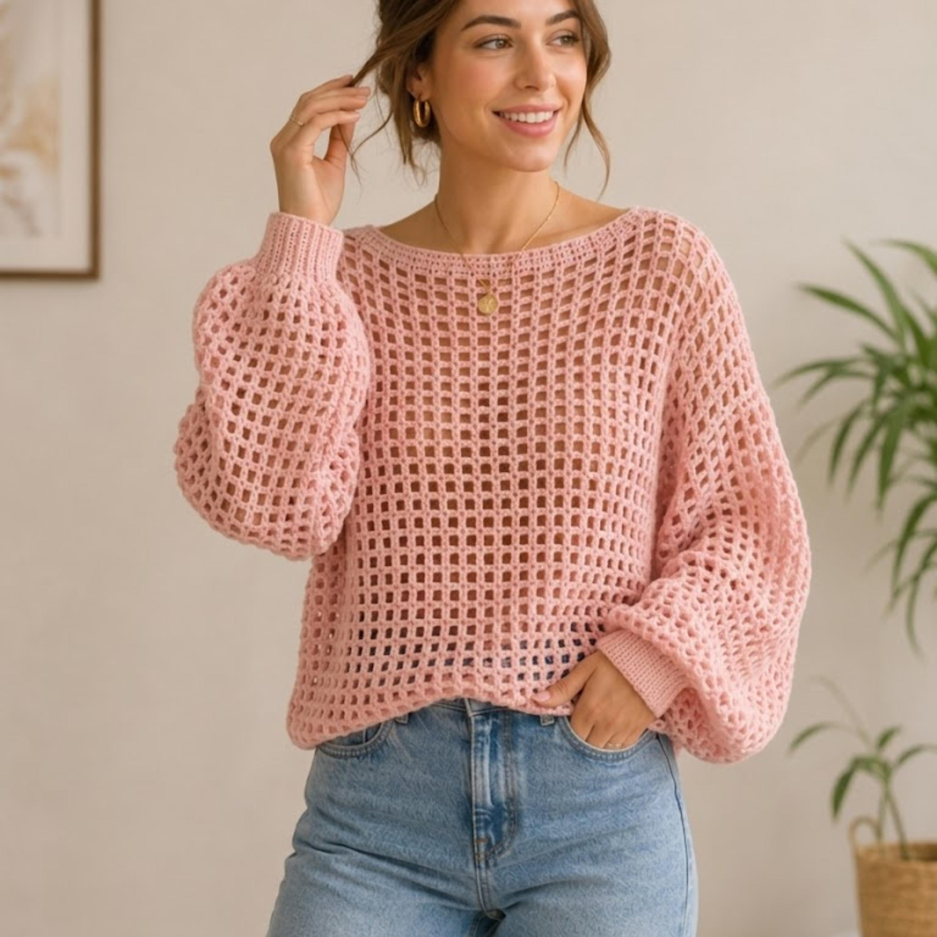 30 Mesh Sweater Crochet Patterns for Airy Layers, Pullovers, and Cardigans 13 Oversized Mesh Sweater Crochet Pattern