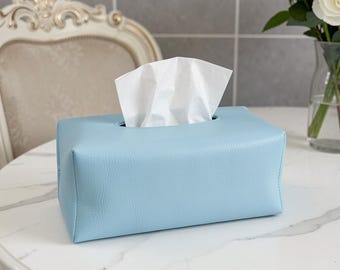 PU Leather Tissue Box Cover  Rectangular Modern Faux Leather Tissue Holder for Bathroom Bedroom Living Room Office Decor Minimalist