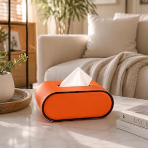 Leather Tissue Box Holder, Decorative Tissue Box Cover, PU Leather Tissue Organizer, Modern Home Decor, Desk Tissue Holder, Bathroom Decor