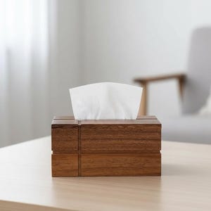Soporte para caja de pañuelos de madera de nogal, tapa rectangular de 20 cm para decoración de baño.