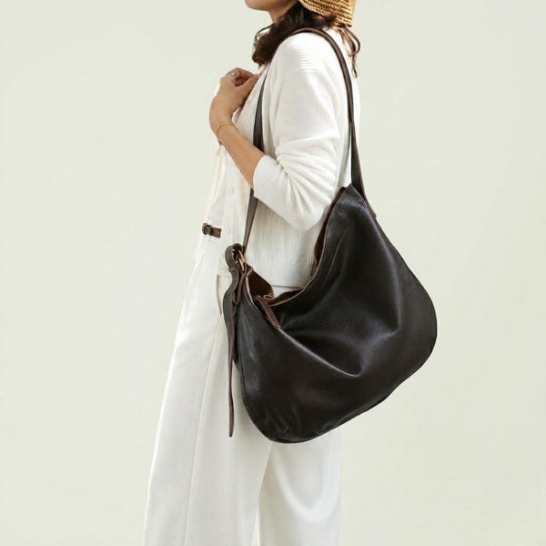 Soft Large Leather Tote Bag for Women, Slouchy Leather Bag, Hobo Bag, Leather Work Bag,Leather Shoulder Bag,Leather Purse Women Gift for Her