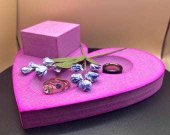 手作りのハート型コンクリート製リングホルダー｜ミニマルなジュエリーディッシュ（婚約祝いの贈り物）