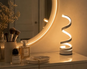 Modern Spiral LED Table Lamp, USB Desk Lamp with 3 Color Dimming, Minimalist Bedside Night Light, Contemporary Home Office Decor
