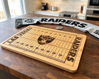 Las Vegas Raiders Custom Engraved Bamboo Cutting Board, NFL Fan Gift, Game Day Charcuterie Tray & Custom Kitchen Decor