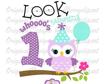 Birthday Owl 1st Birthday SVG PNG: Cricut Cut Files