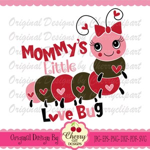 Dia dos Namorados Love bug SVG PNG, Mommy's little Love Bug svg png jpg, Camiseta, Passar a ferro, Transfer VTN86
