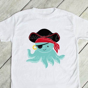 Pirate Octopus svg, Sea animal svg, Halloween Pirate Octopus svg Silhouette & Cricut Cut design, TShirt, Iron on, Transfer DIGIHL96