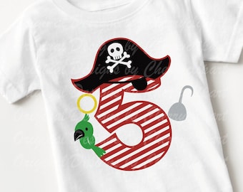 Pirate Number 5, Birthday Number 5 svg, Pirate's hat number 5 svg Silhouette & Cricut Cut design, TShirt, Iron on, Transfer BIR73