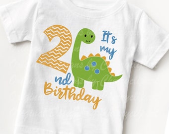 Dinosaur SVG, Dinosaur number 2, It's my 2nd Birthday svg Silhouette & Circut Cut design, clip art,T-shirt iron on, Tranfer printing BIR85