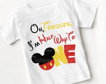 Mickey Halfway to One PNG SVG, Birthday Cut Files (Digital Download)