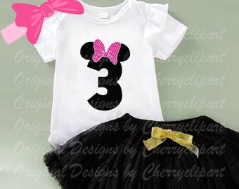 My 3rd Birthday, Minnie Number 3 svg,Birthday Silhouette & Cricut Cut Files BIR58