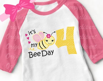 Bumble Bee 4th Birthday SVG: Girl's Bee Day Clipart (Digital Download)