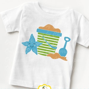 Beach Bucket & Starfish PNG SVG: Summer Sand Silhouette Cut Files (Digital Download)