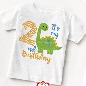 Dinosaur SVG, Dinosaur number 2, It's my 2nd Birthday svg Silhouette & Circut Cut design, clip art,T-shirt iron on, Tranfer printing BIR85 image 1