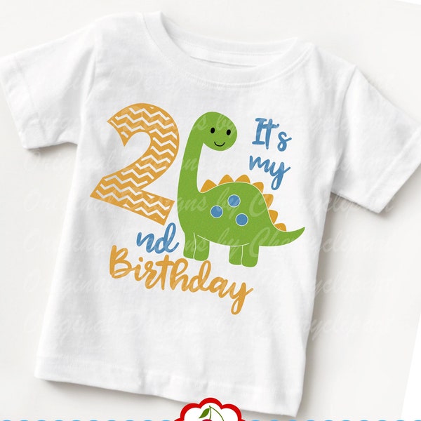 Dinosaur SVG, Dinosaur number 2, It's my 2nd Birthday svg Silhouette & Circut Cut design, clip art,T-shirt iron on, Tranfer printing BIR85