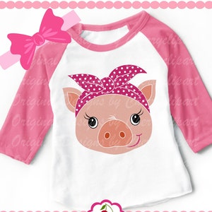 Bandana piggy face SVG , baby pig svg Silhouette & Cricut Cut Files, Piggy face Clip Art, T-Shirt, Iron on, Transfer AN101