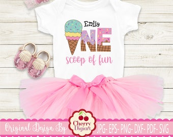 Ice Cream 1st Birthday Girl SVG PNG: One Scoop of Fun (Digital Files)