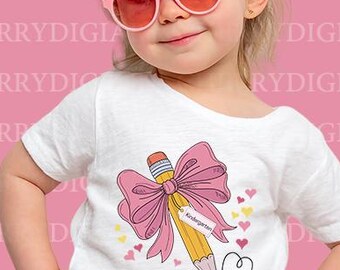 Back to School Pencil with Bow Canva Template - Teacher Gift and Girl's Shirt Design