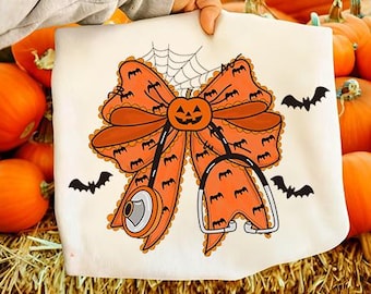 Halloween Nurse Bow Digital Download - Stethoscope PNG for Shirts and Decor