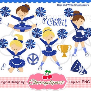 Blue & White Cheerleader Digital Clipart Set for -Personal and Commercial Use-paper crafts,card making,scrapbooking,web design