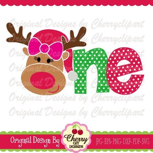 Weihnachten svg png, Rentier eins für Mädchen, svg, Silhouette & Cricut Cut Files, Clip Art, T-shirt Aufbügeln, Transferdruck CHSVG103