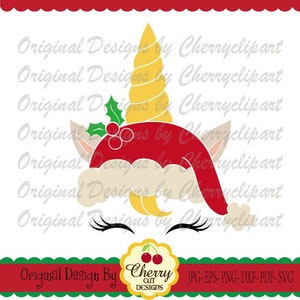 Einhorn Santa Hut Einhorn SVG Dxf, Weihnachten Einhorn Silhouette und Cricut geschnitten Dateien CHSVG88 - persönliche und kommerzielle Nutzung