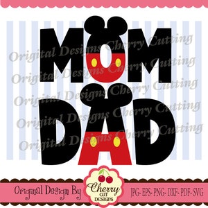 MÃE e PAI Svg, Dia das Mães e Dia dos Pais Mickey Silhouette & Circut Cut Files FMSVG8