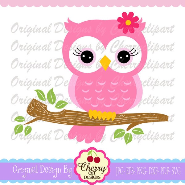 Owl svg dxf jpg png, Sweet owl on a branch svg, Silhouette & Cricut Cut Files AN16