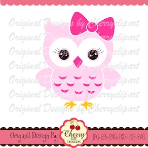 Owl svg dxf, Owl with bow Silhouette & Cricut Cut Files crafts, clip art, card making, web design AN16