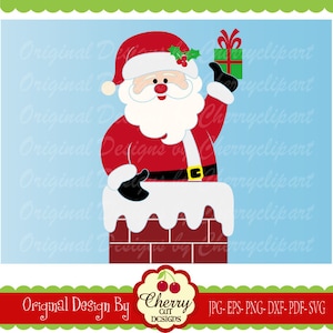 Christmas Santa Claus Svg, Santa in a Chimney svg Silhouette & Cricut Cut Files, Santa clip art, T-shirt iron on, Tranfer printing CHSVG122