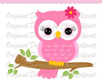 Owl svg dxf jpg png, Sweet owl on a branch svg, Silhouette & Cricut Cut Files AN16