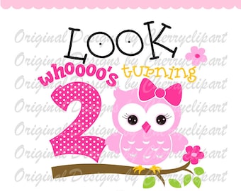 2nd Birthday Owl PNG SVG: Sublimation Art & Cut Files (Digital Download)