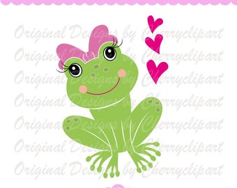 Frog Girl PNG SVG: Valentine's Day, Easter Spring Animal (Digital Sublimation Art)
