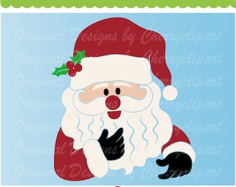 サンタクロースの顔のクリップアート svg 手描き 手書き プリント