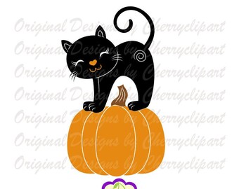 Halloween Black Cat Pumpkin SVG: Cricut & Silhouette Cut Files (Digital Download)