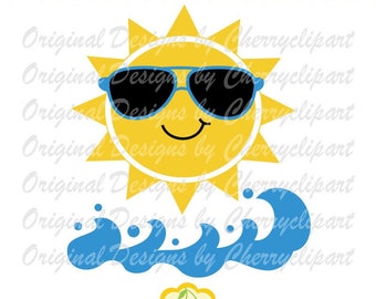 Sun with Sunglasses SVG: Summer Cut File (Digital Download)