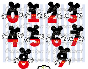 Numéros d'anniversaire Mickey Mouse PNG SVG : art par sublimation et fichiers coupés (téléchargement numérique)