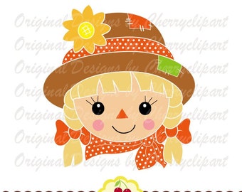 かかし少女 SVG、秋の感謝祭カットファイル（デジタルダウンロード）