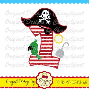 Pirate Number 1,Birthday Number 1 svg, Pirate's hat number 1 svg Silhouette & Cricut Cut design, TShirt, Iron on, Transfer BIR68