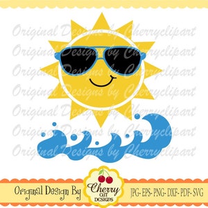 Sun with Sunglasses svg, Sunshine svg Summer svg Silhouette & Cricut Cut Files,Sun clip art SUM39