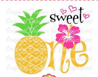 Sweet Pineapple ONE SVG Dxf, fruit svg Silhouette & Cricut Cut Files BIR04 -Personal and Commercial Use