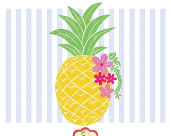 Pineapple with flowers SVG Dxf, fruit svg Silhouette & Cricut Cut Files FRU04 -Personal and Commercial Use