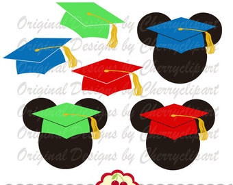 Graduation caps Mickey Mouse ears svg png jpg Pack Bundle Silhouette & Cricut Cut Files SCH18